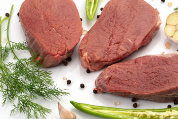 Fresh beefsteak in studio