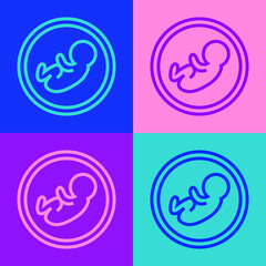 Pop art line Baby icon isolated on color background. Vector.