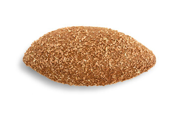 Bread with bran on a white background. Top view.