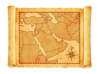 Fototapeta na wymiar Old vintage middle east ( western asia ) map vector illustration.
