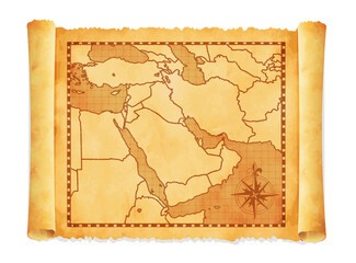 Fototapeta na wymiar Old vintage middle east ( western asia ) map vector illustration.