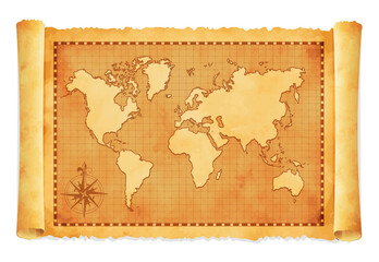 Old vintage world map vector illustration