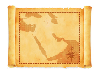 Fototapeta na wymiar Old vintage middle east ( western asia ) map vector illustration