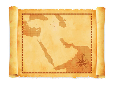 Old Vintage Middle East ( Western Asia ) Map Vector Illustration