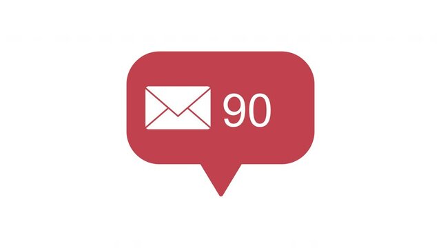 Animation footage of social media notification Mail and Message icon on transparent background (alpha channel)