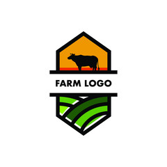 Modern Simple Cow Farm and Garden Logo Icon Vector Design Template Isolated.