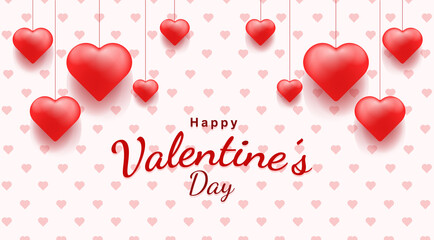 Happy valentine's day card template with 3d heart