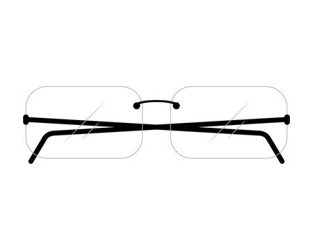 Mens rimless glasses with transparent lenses. Vector Illustration on white background.