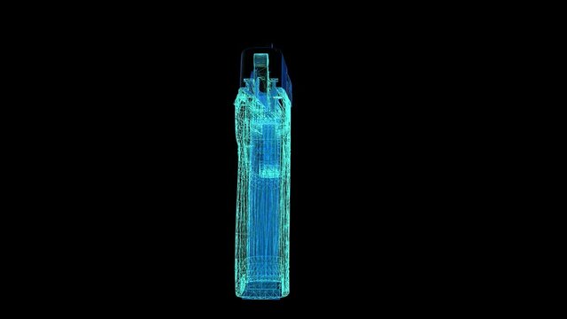 Illustration and loop video of 45mm handgun with 45mm bullet
