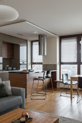 Small open kitchen with kitchen island