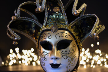 Close ups of traditional venetian carnival masks