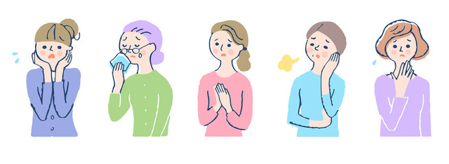 Fototapeta premium 困っている女性５人 セット