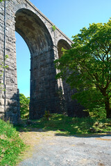 Fototapeta na wymiar An archway of an old stone built Victorian railway viaduct