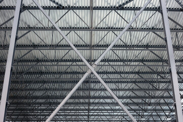metal structure roof beams building construction site background 