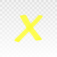 Obraz premium Yellow highlighter cross isolated on transparent background. Marker pen highlight underline cross. Vector hand drawn graphic stylish element