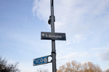 At the famous Karlsplatz in Vienna, Austria