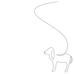 Beagle puppy silhouette one line drawing vector illustration