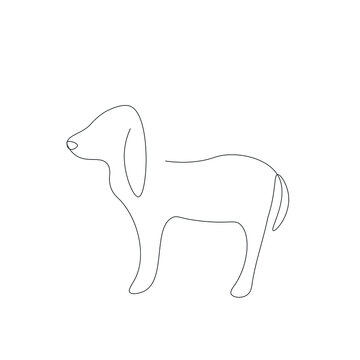 Beagle puppy one line drawing vector illustration