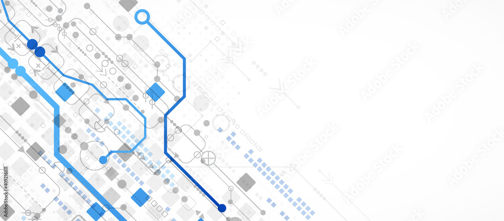 Wall mural abstract technology concept. circuit board, high computer color background. vector illustration with
