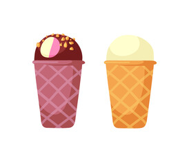 Hand Drawn Ice Cream Vector Artistic Drawing. Summer Illustration Sweet Fast Food