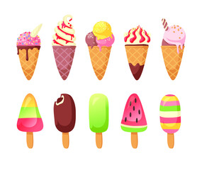 Hand Drawn Ice Cream Vector Artistic Drawing. Summer Illustration Sweet Fast Food