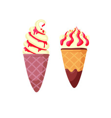 Hand Drawn Ice Cream Vector Artistic Drawing. Summer Illustration Sweet Fast Food
