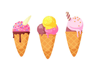 Hand Drawn Ice Cream Vector Artistic Drawing. Summer Illustration Sweet Fast Food