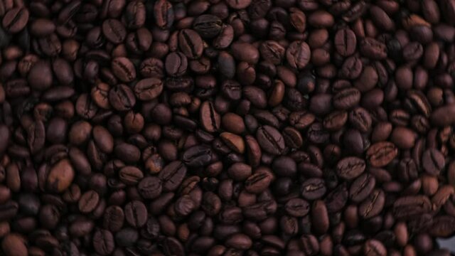 Coffee beans roasted rotating Top View