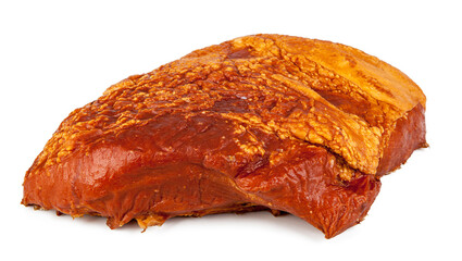 Smoked ham isolated on the white background. View from another angle in the portfolio.