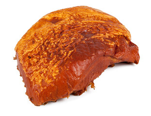 Smoked ham isolated on the white background. View from another angle in the portfolio.