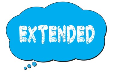 EXTENDED text written on a blue thought bubble.