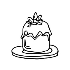 Doodle Easter cake in icing on a plate