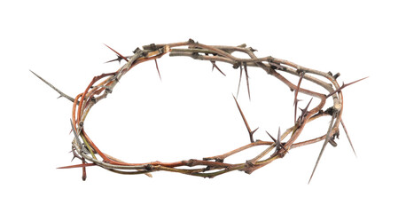 Crown of thorns isolated on white. Easter attribute