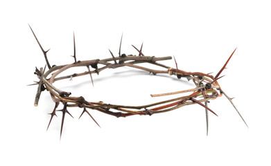 Crown of thorns isolated on white. Easter attribute