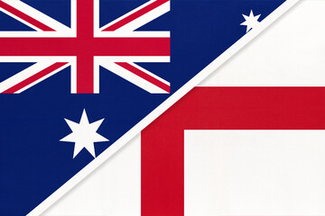 Australia and England, symbol of national flags from textile.