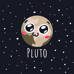 Fototapeta premium Hand Drawn Childish Illustration Cosmos. Vector Drawing Planet in Space. Cartoon Solar System object Pluto