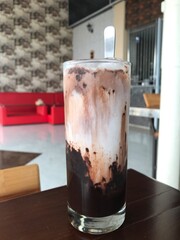 glass of chocolate iced
