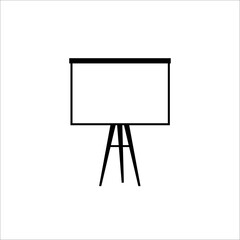 Blank projection screen on tripod. vector illustration