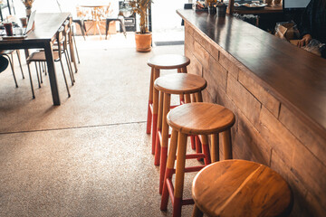 chairs at the bar in the cafe