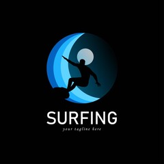 surfers logo icon, vector illustration