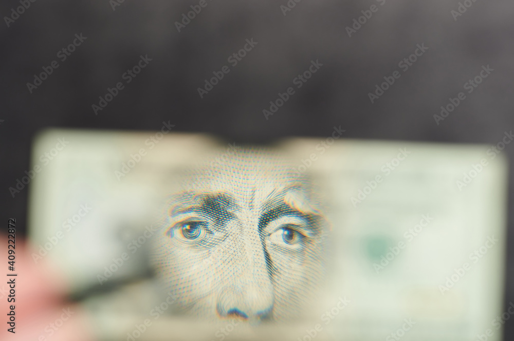 Wall mural face of president on 20 us dollar