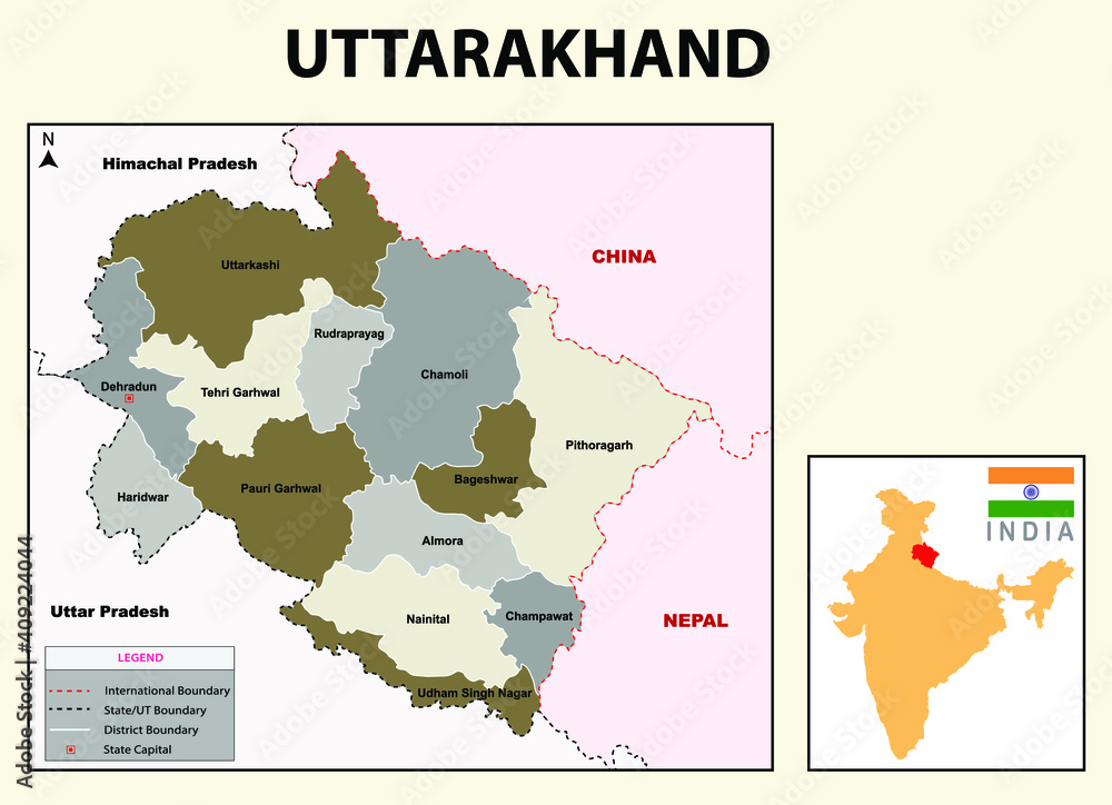 Sticker Uttarakhand map