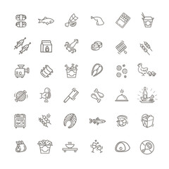 Simple Set of Meat Related Vector Line Icons.