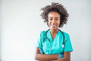 Portrait of a confident doctor working at a hospital. Portrait of a young nurse/doctor. Portrait of...