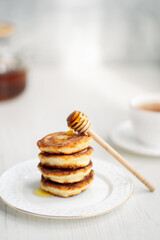 cottage cheese breakfast, cheesecakes with honey