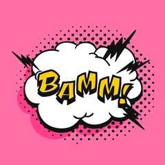 Pop art speech bubble drawing with text. Cartoon style vector collection of frames. Comic illustration on color background