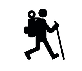 man trekking vector icon.  Editable stroke. Symbol in Line Art Style for Design, Presentation, Website or Apps Elements, Logo. Pixel vector graphics - Vector