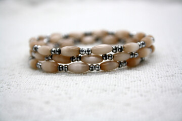 Jewelry on a white background. Bracelet from beads.