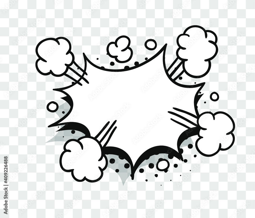 Poster pop art speech bubble without text and transparent background. cartoon style vector collection of fr