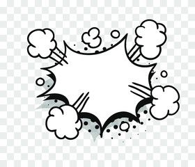 Pop art speech bubble without text and Transparent Background. Cartoon style vector collection of frames. Comic illustration